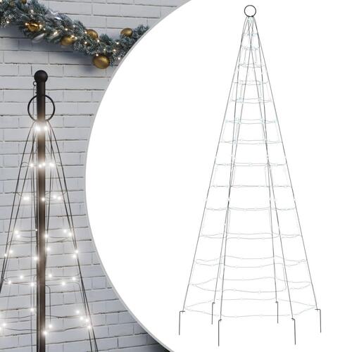 Julelys til flagstang 200 LED'er 180 cm koldt hvidt lys