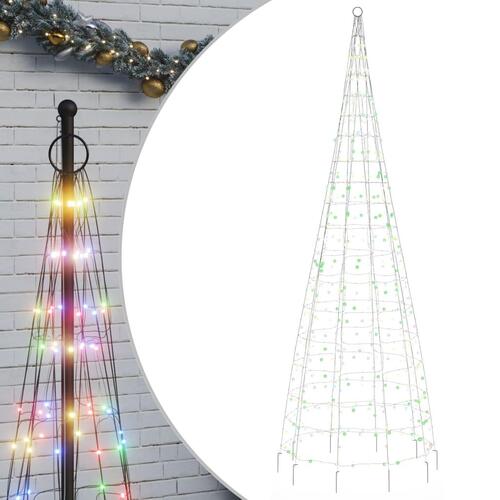 Julelys til flagstang 550 LED'er 300 cm flerfarvet lys
