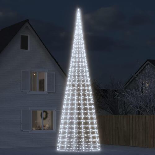 Julelys til flagstang 3000 LED'er 800 cm koldt hvidt lys