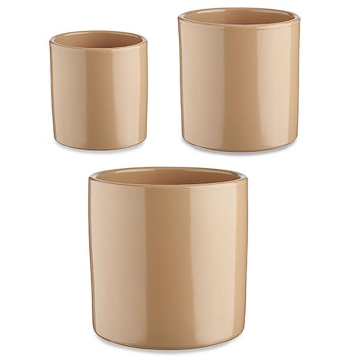 Krukkesæt Ibergarden - beige ler, cylinder, Ø14/Ø17/Ø22 cm - 3 dele