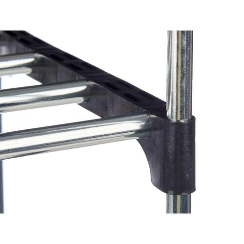 Skostativ 3 Hylder Sølvfarvet 58 x 26 x 58 cm Sort Metal (6 enheder)