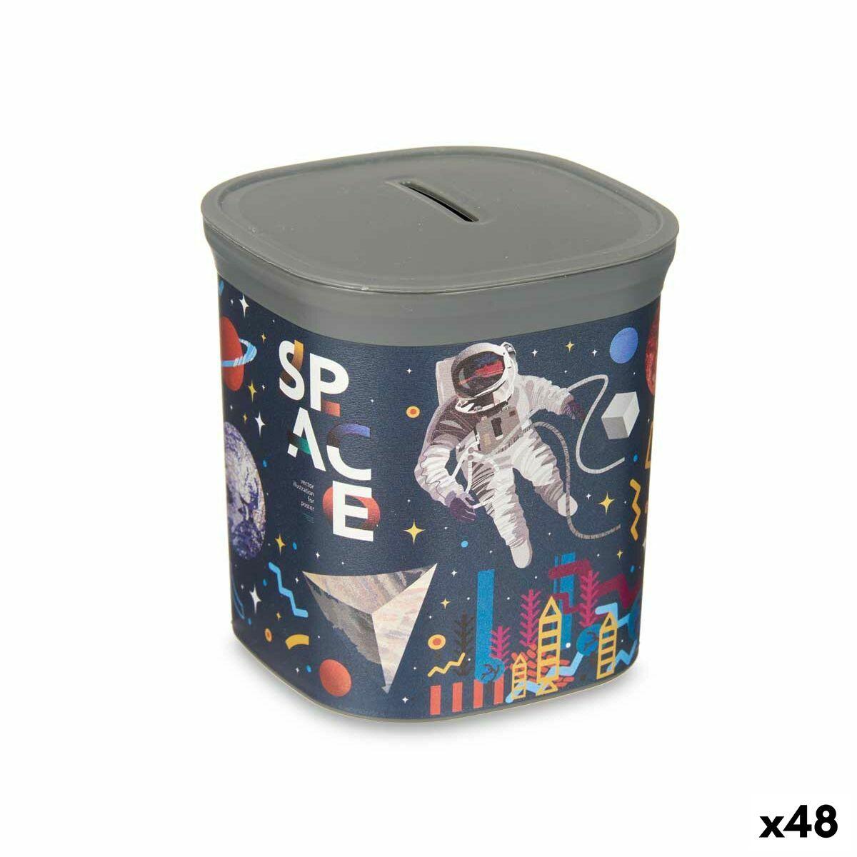 Pengebøsse - plastik, astronautmotiv, 9 × 10,2 × 9 cm, multifarvet (48 stk.)