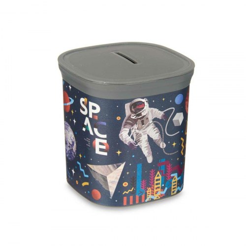 Pengebøsse - plastik, astronautmotiv, 9 × 10,2 × 9 cm, multifarvet (48 stk.)