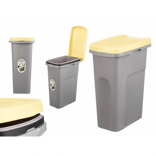 Skraldespand Stefanplast - gul/grå plastik, 25 L (6 stk.)