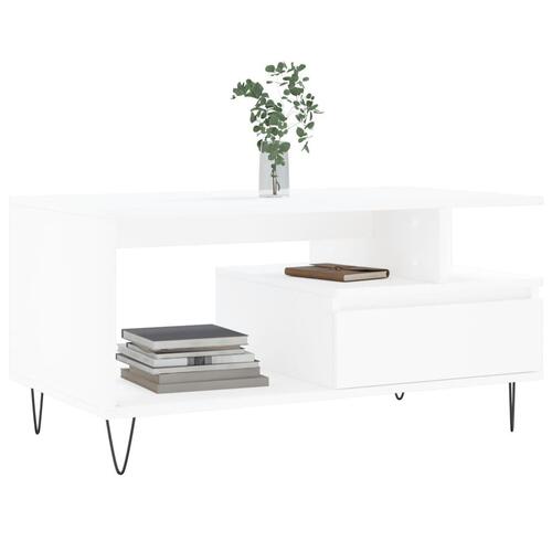 Sofabord 90x49x45 cm konstrueret træ hvid