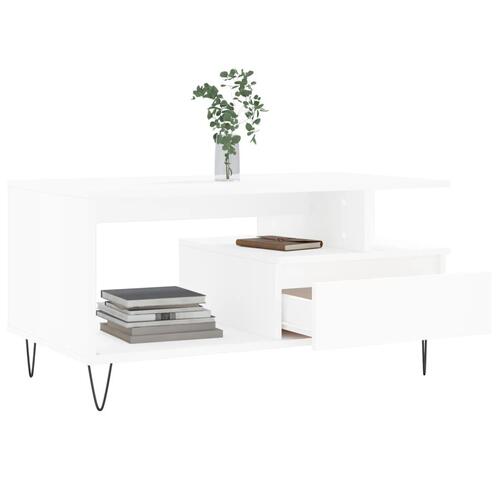 Sofabord 90x49x45 cm konstrueret træ hvid