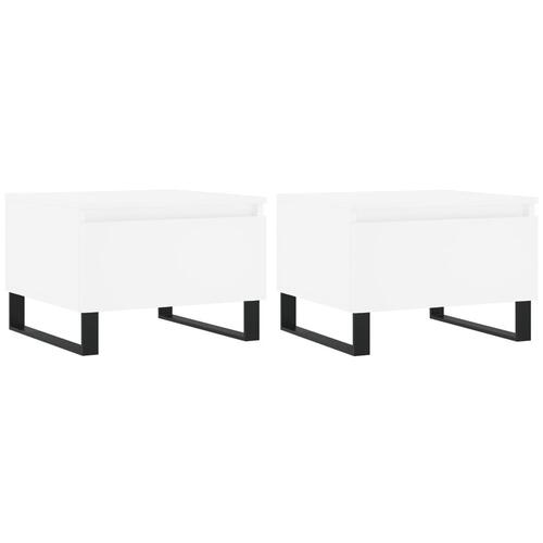 Sofaborde 2 stk. 50x46x35 cm konstrueret træ hvid
