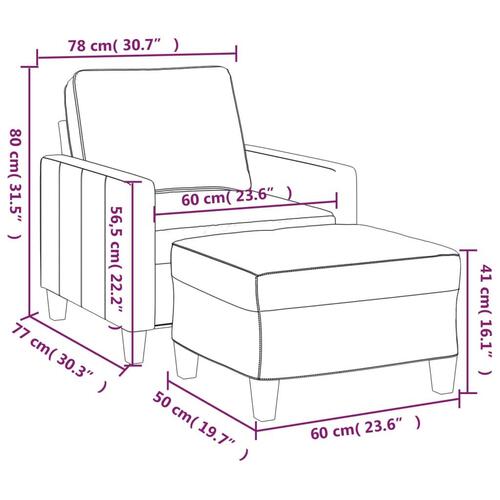 Sofastol med fodskammel 60 cm stof Mørkegrå