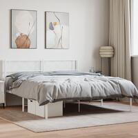 Sengeramme med sengegavl 160x200 cm metal hvid