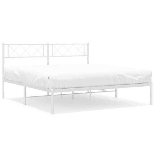 Sengeramme med sengegavl 160x200 cm metal hvid