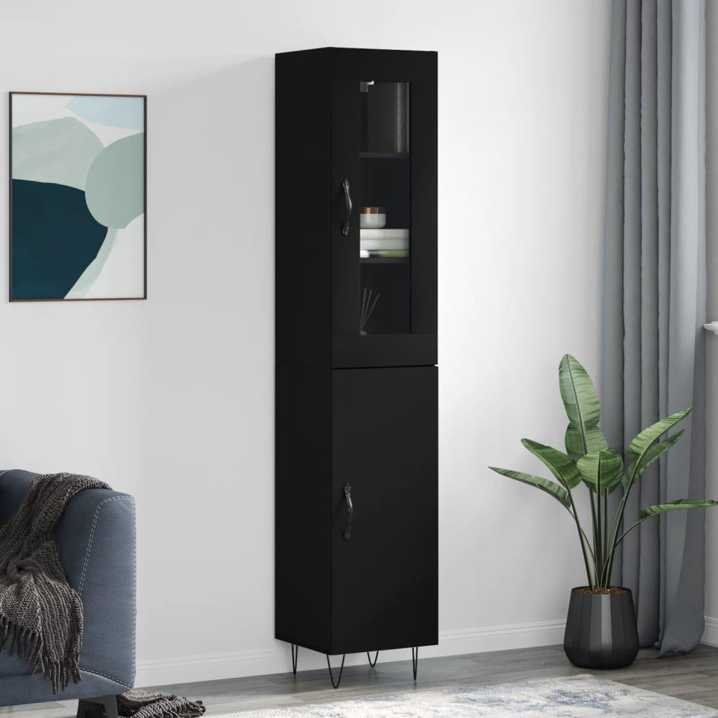 Skab 34,5x34x180 cm konstrueret træ sort