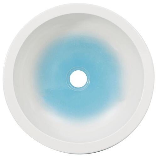 Håndvask til bordplade Φ41x14 cm rund keramik hvid og blå