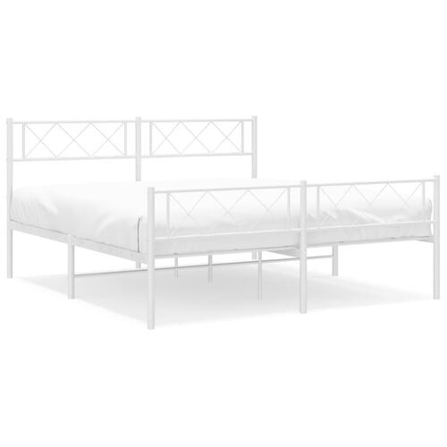 Sengeramme med sengegavl og fodgærde 140x190 cm metal hvid