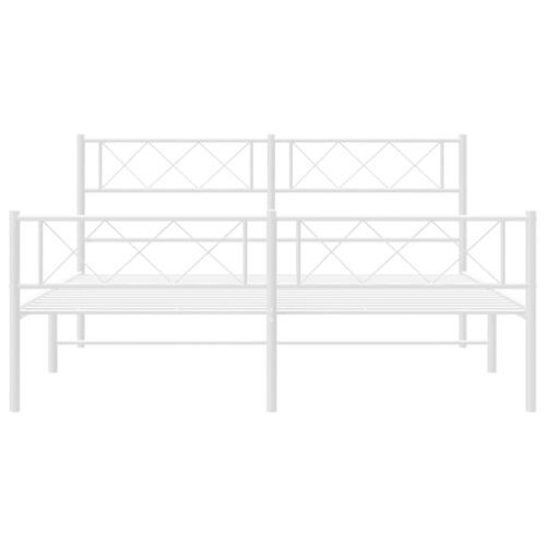 Sengeramme med sengegavl og fodgærde 140x190 cm metal hvid