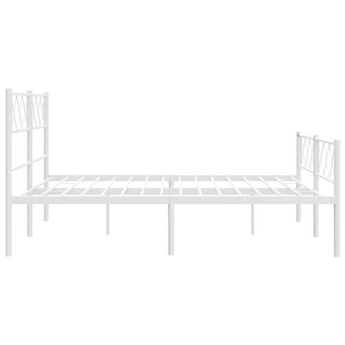 Sengeramme med sengegavl og fodgærde 140x190 cm metal hvid