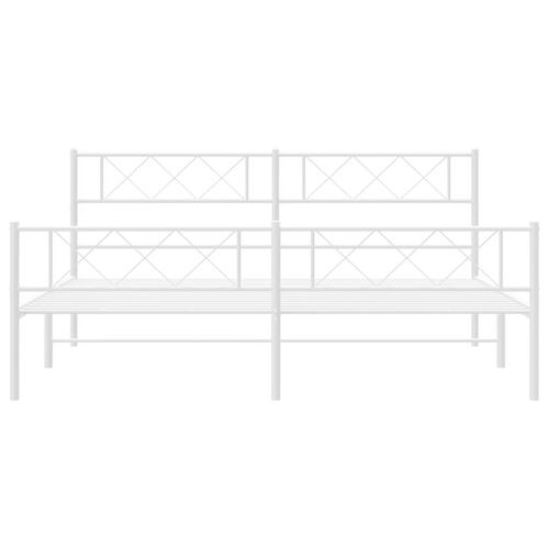 Sengeramme med sengegavl og fodgærde 193x203 cm metal hvid