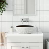 Håndvask til bordplade Φ41x14 cm rund keramik sort og grå