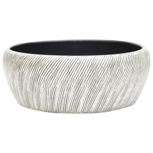 Håndvask til bordplade Φ41x14 cm rund keramik sort og grå