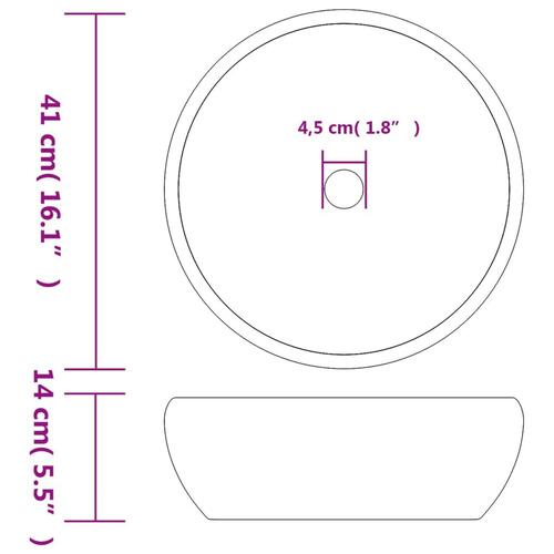 Håndvask til bordplade Φ41x14 cm rund keramik sort og grå