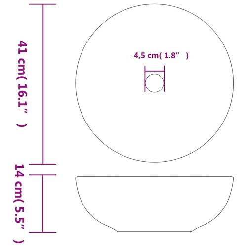 Håndvask til bordplade Φ41x14 cm rund keramik sort og blå