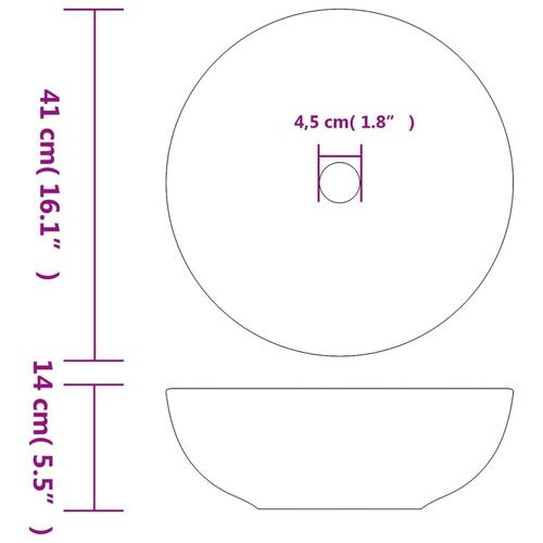 Håndvask til bordplade Φ41x14 cm rund keramik sort og rød