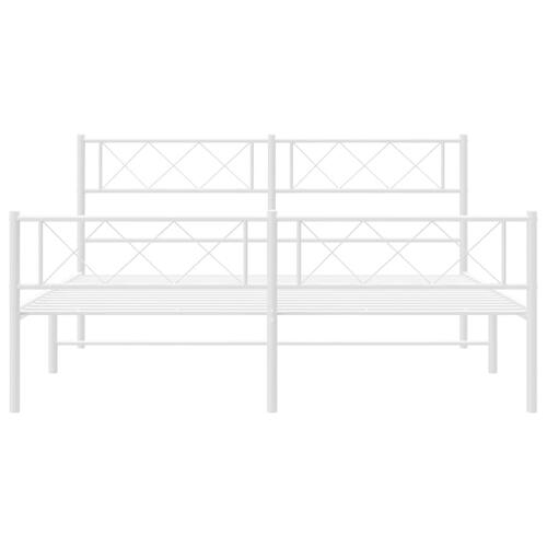 Sengeramme med sengegavl og fodgærde 140x200 cm metal hvid