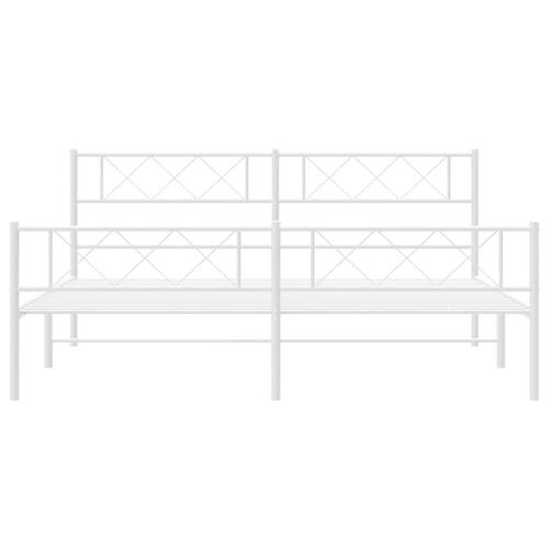 Sengeramme med sengegavl og fodgærde 200x200 cm metal hvid
