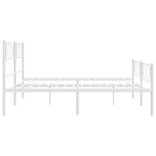 Sengeramme med sengegavl og fodgærde 200x200 cm metal hvid
