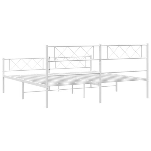 Sengeramme med sengegavl og fodgærde 200x200 cm metal hvid