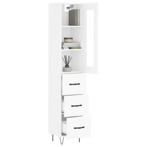 Skab 34,5x34x180 cm konstrueret træ hvid højglans