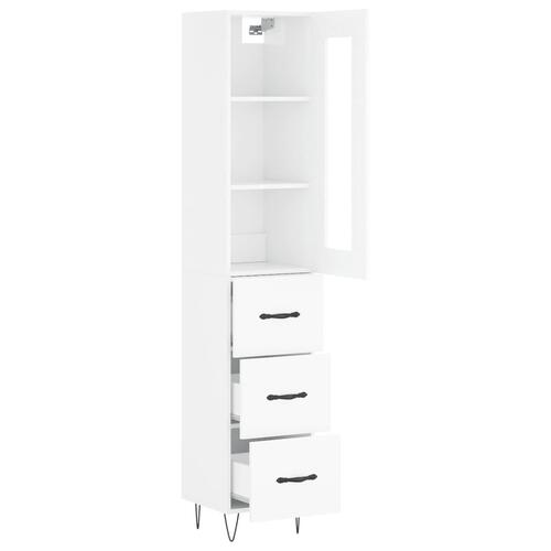 Skab 34,5x34x180 cm konstrueret træ hvid højglans
