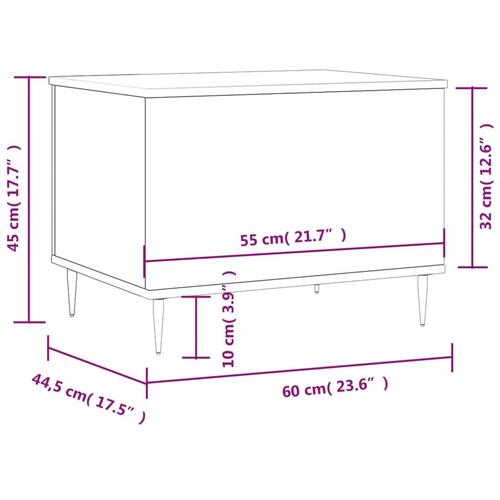 Sofabord 60x44,5x45 cm konstrueret træ betongrå
