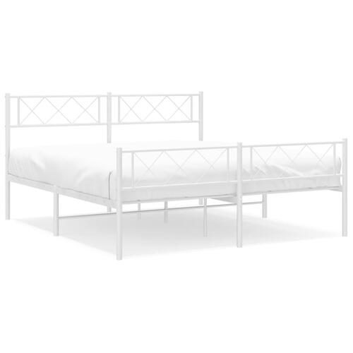 Sengeramme med sengegavl og fodgærde 120x200 cm metal hvid