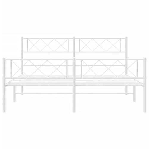 Sengeramme med sengegavl og fodgærde 120x200 cm metal hvid