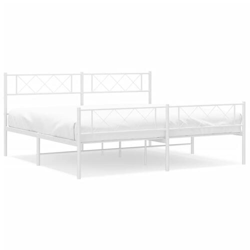 Sengeramme med sengegavl og fodgærde 183x213 cm metal hvid
