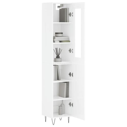 Skab 34,5x34x180 cm konstrueret træ hvid højglans