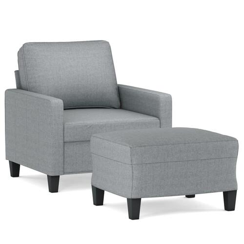 Sofastol med fodskammel 60 cm stof lysegrå