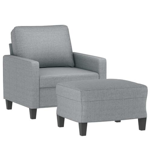 Sofastol med fodskammel 60 cm stof lysegrå