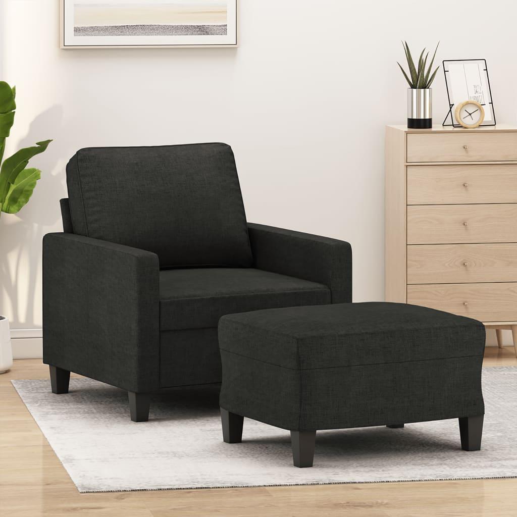Sofastol med fodskammel 60 cm stof Sort