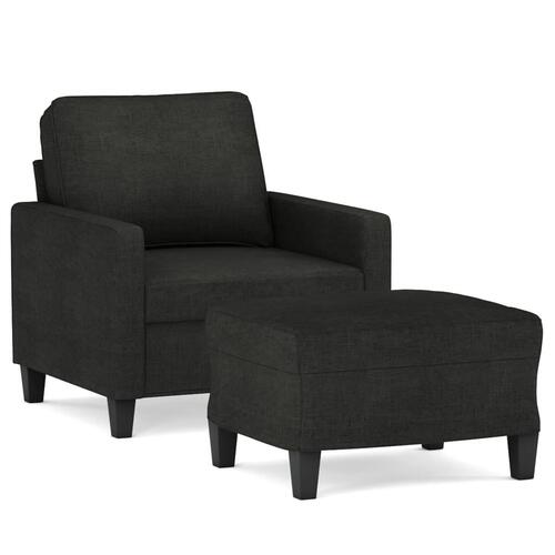 Sofastol med fodskammel 60 cm stof Sort