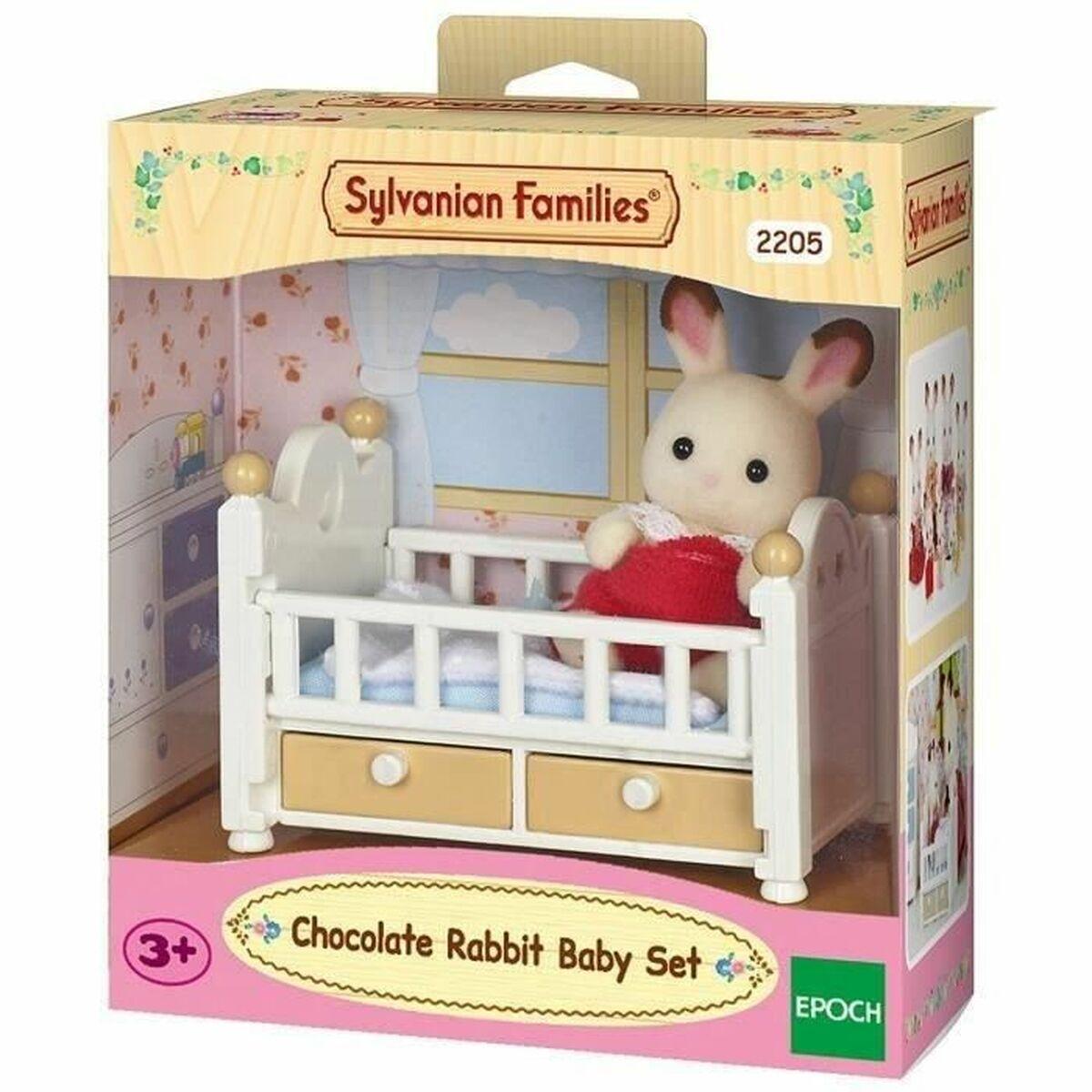 Action Figurer Sylvanian Families Baby Rabbit Chocolate Bed