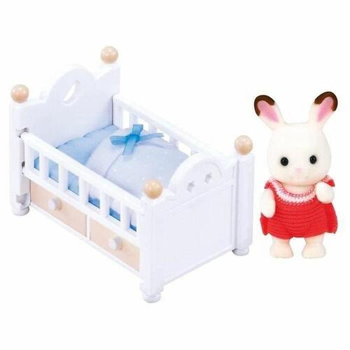 Action Figurer Sylvanian Families Baby Rabbit Chocolate Bed