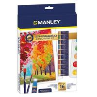 Acrylic Paint Set Manley 16 Dele Multifarvet