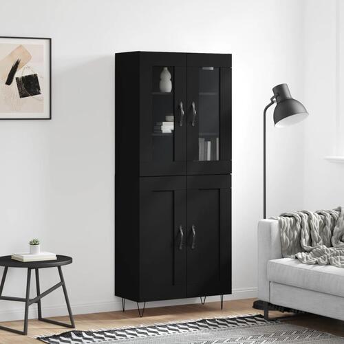 Højskab 69,5x34x180 cm konstrueret træ sort