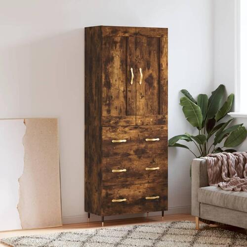 Højskab 69,5x34x180 cm konstrueret træ røget egetræsfarve