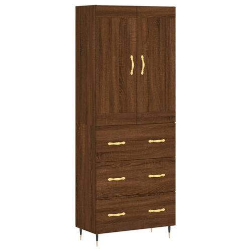 Højskab 69,5x34x180 cm konstrueret træ brun egetræsfarve
