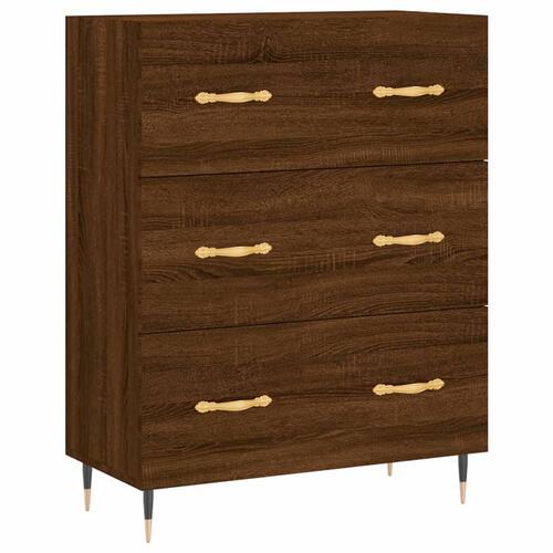 Højskab 69,5x34x180 cm konstrueret træ brun egetræsfarve