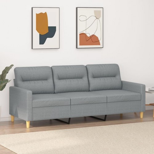 3-personers sofa i stof - lysegrå, sædebredde 180 cm