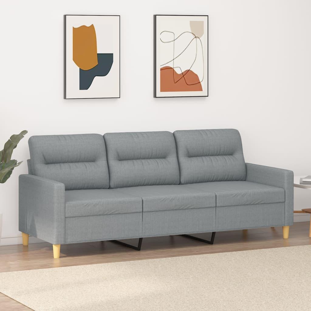 3-personers sofa 180 cm stof lysegrå billede