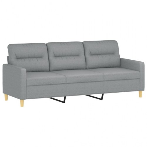 3-personers sofa i stof - lysegrå, sædebredde 180 cm